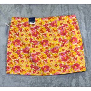 Old Navy womens XXL plus size  skirt Pixie Floral Print  Yellow & Pink Cotton Bl